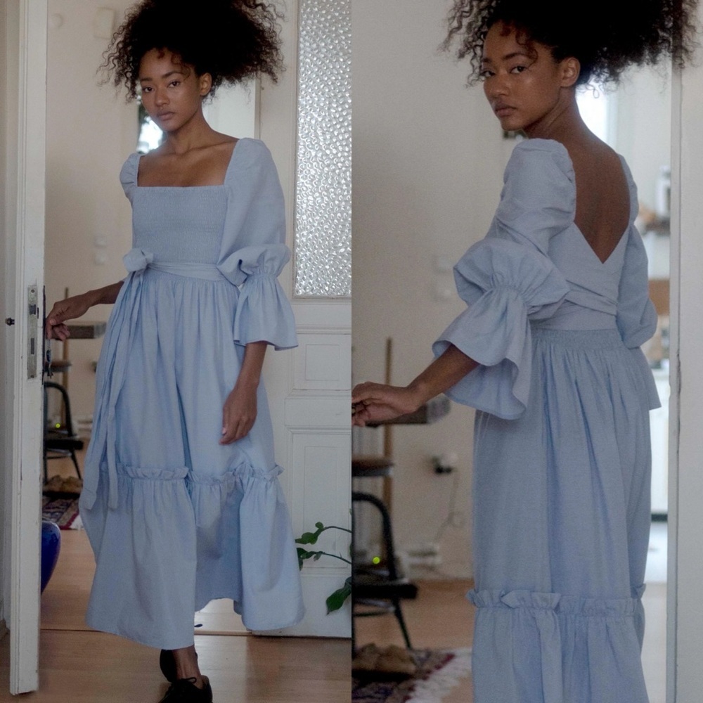 Ohsevendays Bailey Reversible Midi Dress Periwinkle Blue Romantic Bridgerton Xl — image 2 of 8